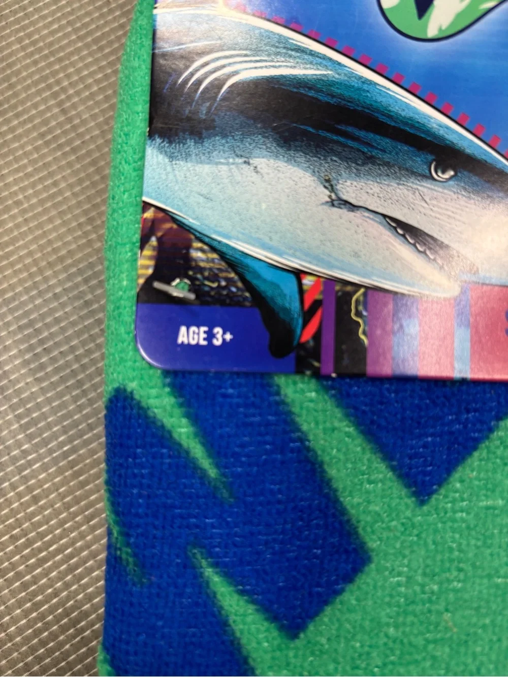 Bath towel Shark Week Green & Blue Shark Towel kids It has a defect